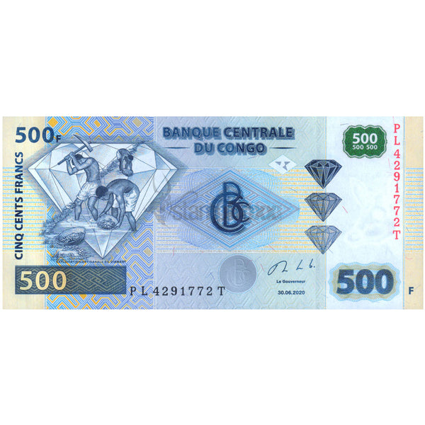 CONGO DEMOCRATIC REPUBLIC 500 FRANCS 2020 P-96D UNC