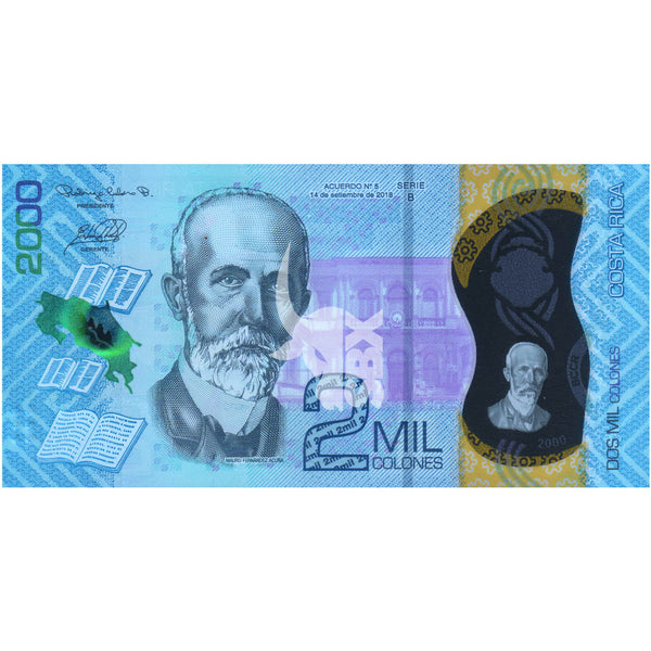 COSTA RICA 2000 COLONES 2019 P-280 UNC POLYMER