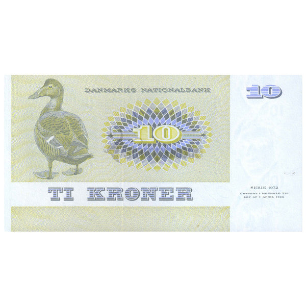 DENMARK 10 KRONER 1972 P-48 UNC