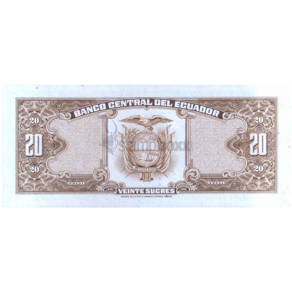 ECUADOR 20 SUCRES 1988 P-121A UNC