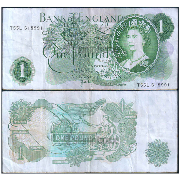 ENGLAND 1 POUND 1960-77 P-374g USED GRADE