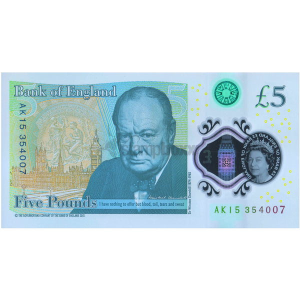 ENGLAND 5 POUNDS 2015 P-394 UNC POLYMER