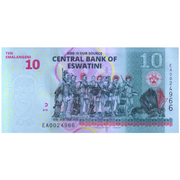 ESWATINI 10 EMALANGENI 2024 P-WA44 UNC