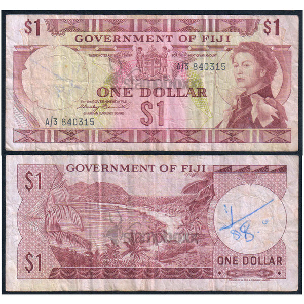 FIJI 1 DOLLAR 1971 P-65a USED GRADE
