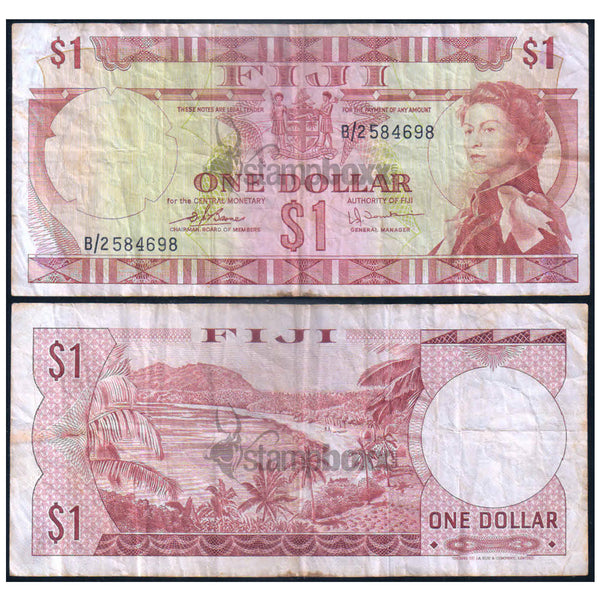 FIJI 1 DOLLAR 1974 P-71b USED GRADE