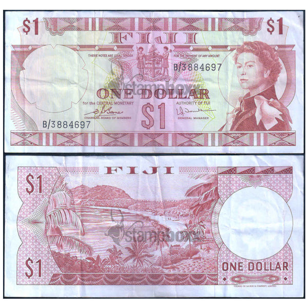 FIJI 1 DOLLAR 1974 P-71b USED GRADE