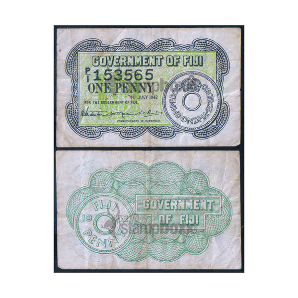 FIJI 1 PENNY 1942 P-47 USED GRADE