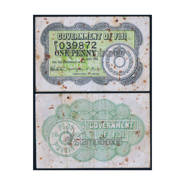 FIJI 1 PENNY 1942 P-47 USED GRADE