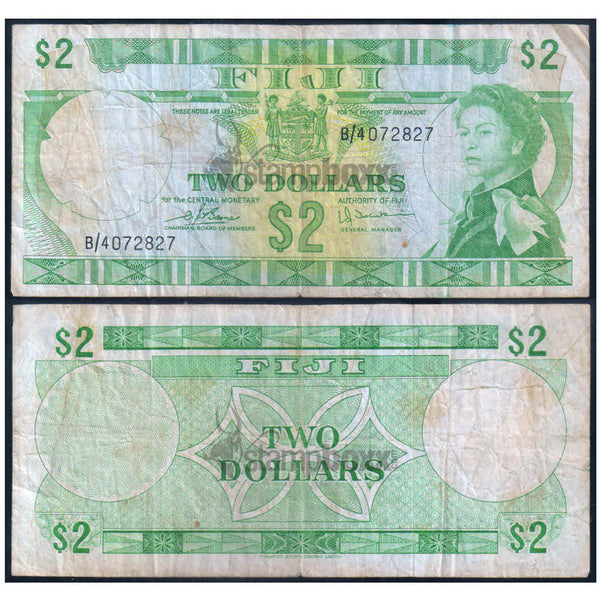 FIJI 2 DOLLARS 1974 P-72c USED GRADE