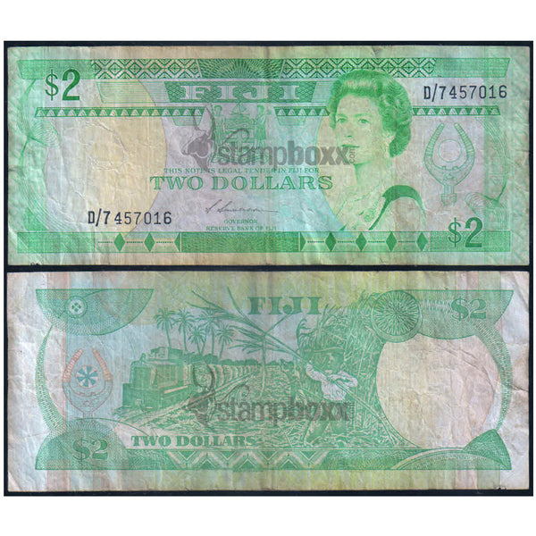 FIJI 2 DOLLARS 1988 P-87 USED GRADE