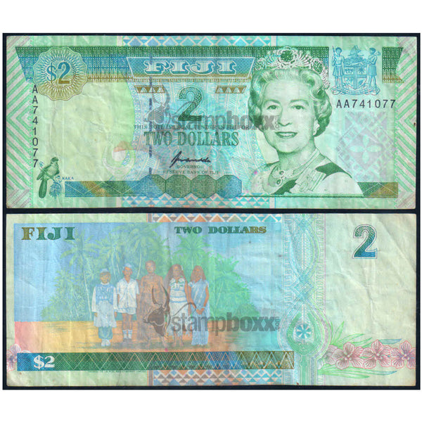 FIJI 2 DOLLARS 1996 P-96b USED GRADE