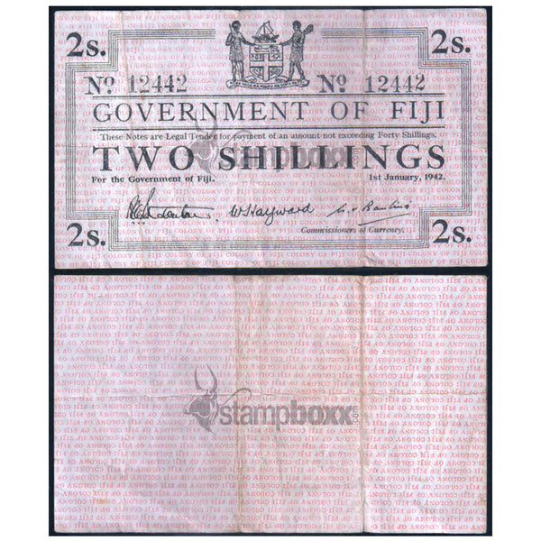 FIJI 2 SHILLINGS 1942 P-50 USED GRADE