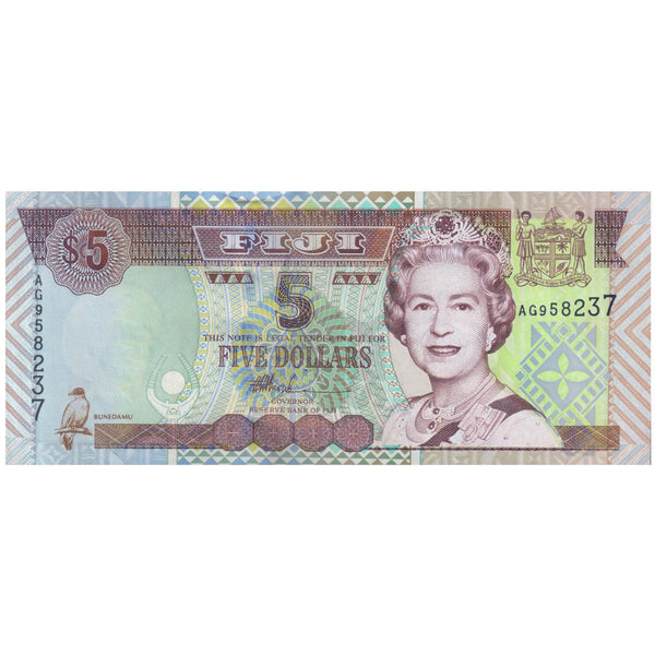 FIJI 5 DOLLARS 2002 P-105b UNC