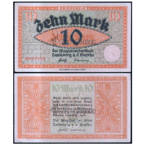 GERMANY NOTEGELT 5 & 10 MARKS PAIR OF 2 NOTES XF+