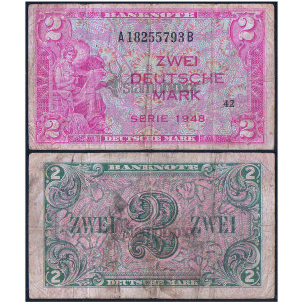 GERMANY - US ARMY COMMAND 2 MARKS 1948 P-3 USED