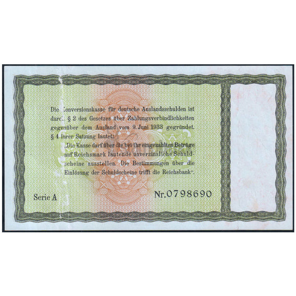 GERMANY 5 REICHMARKS 1934 P-207 UNC OVERPRINT (SMALL SCRATCH ON BACK)