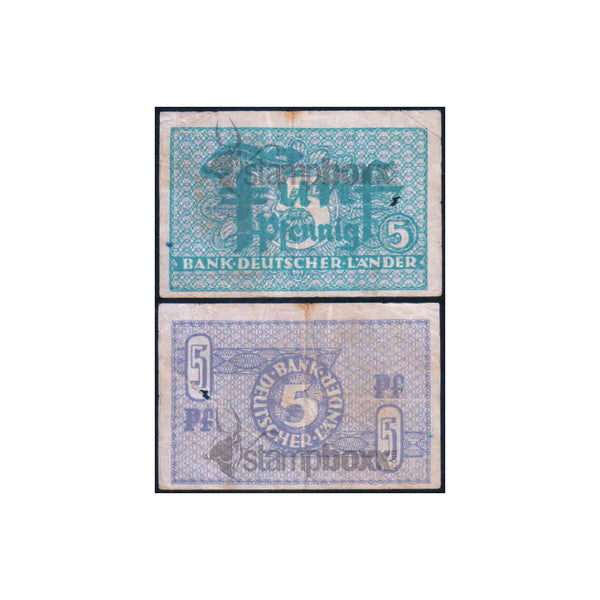 GERMANY FED. REP. 5 PFENNINGS 1948 P-11 USED - SMALL SIZE