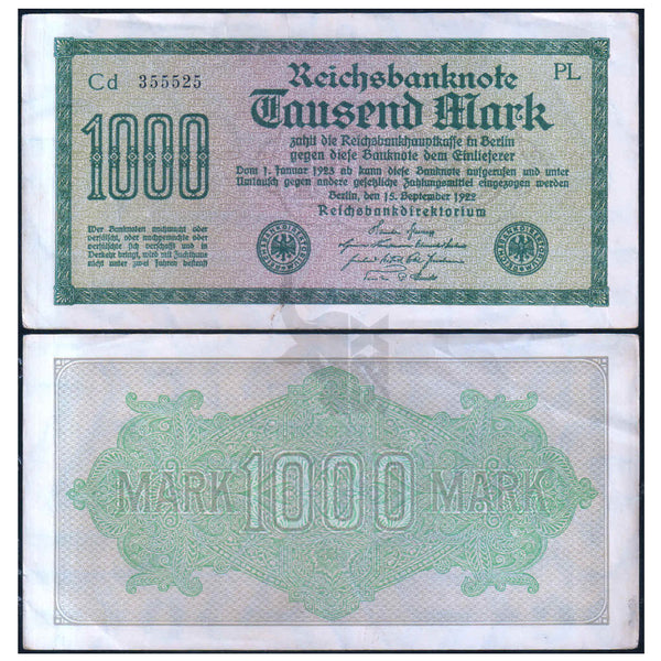 GERMANY - REICHSBANK 1000 MARK 1922 P-76 XF GRADE
