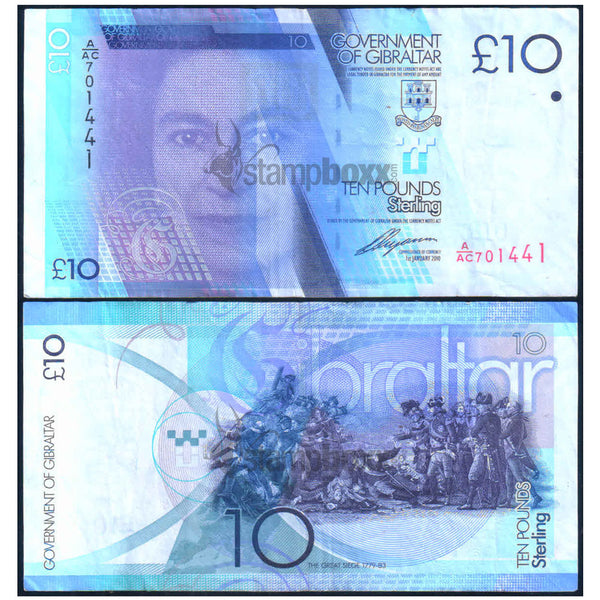 GIBRALTAR 10 POUNDS 2010 P-36 USED