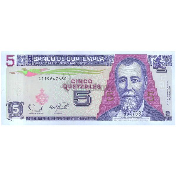 GUATEMALA 5 QUETZALE 2006 P-106b UNC