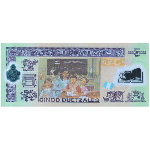 GUATEMALA 5 QUELZALES 2010 P-122 UNC POLYMER