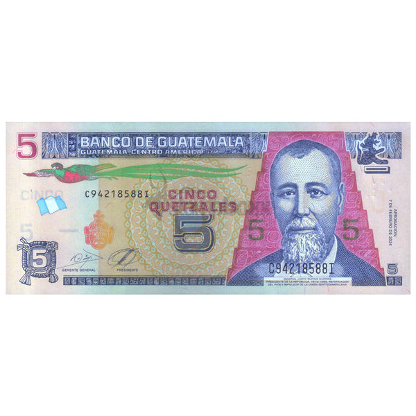GUATEMALA 5 QUETZALE 2024 P-122A UNC