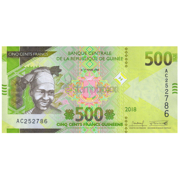 GUINEA 500 FRANCS GUINEENS 2018 P-52 UNC