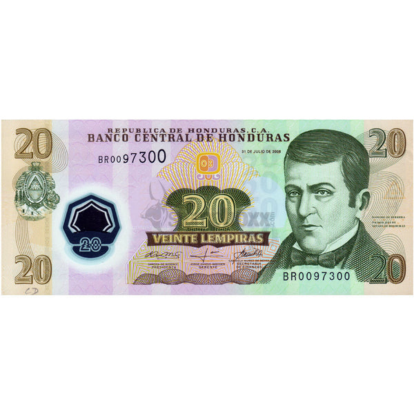 HONDURAS 20 LEMPIRAS 2008 P-95 UNC POLYMER