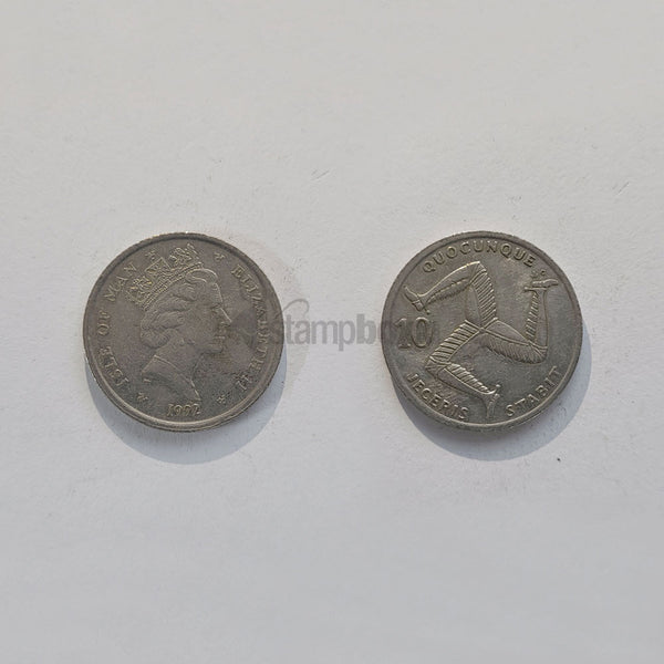 ISLE OF MAN 10 PENCE 1992-1995 KM#337 XF GRADE