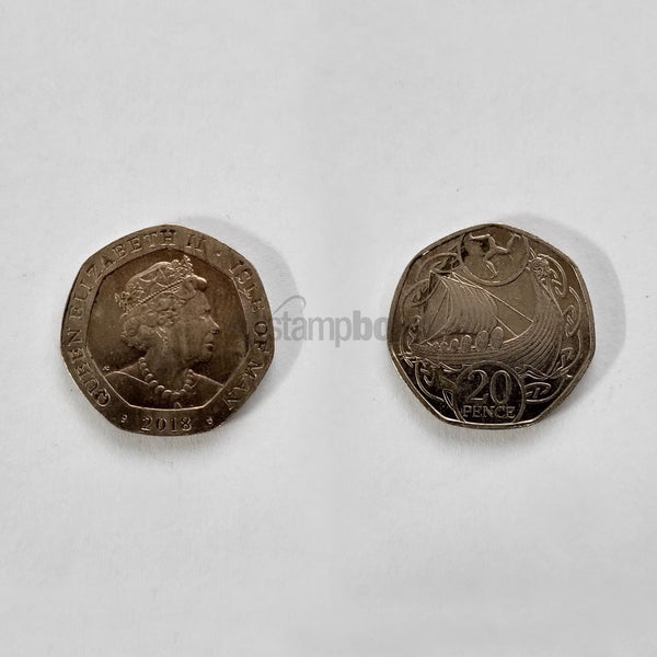 ISLE OF MAN 20 PENCE 2017-2021 KM#1582 XF GRADE
