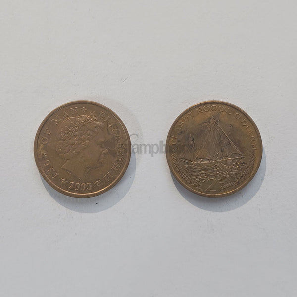 ISLE OF MAN 2 PENCE 2000-2003 KM#1037 XF GRADE