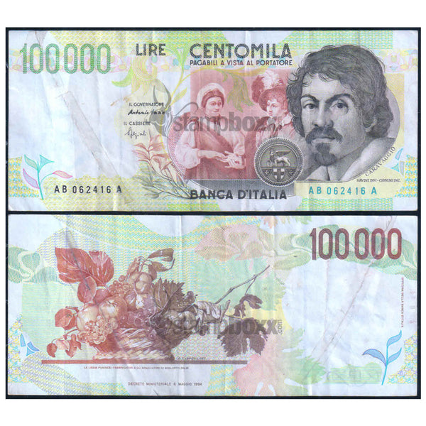 ITALY 100000 LIRE 1994 P-117 USED GRADE