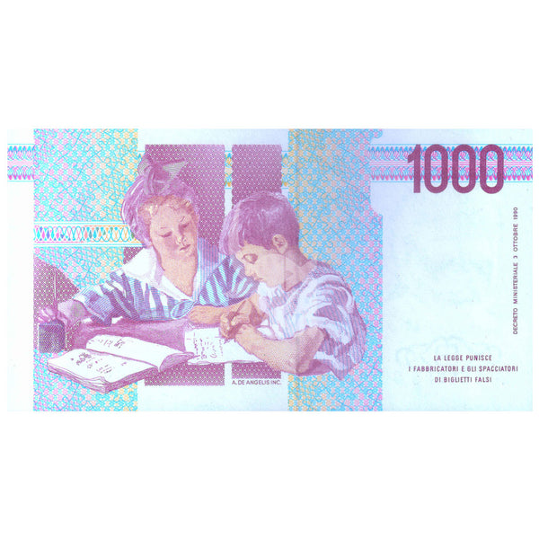 ITALY 1000 LIRE 1990 P-114 UNC