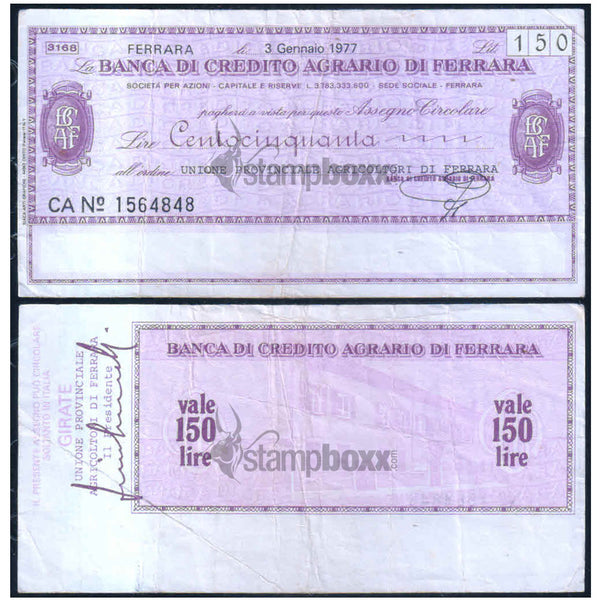 ITALY 6 DIFFERENT CHEQUES XF GRADE