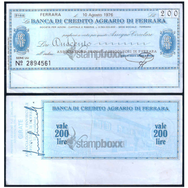 ITALY 6 DIFFERENT CHEQUES XF GRADE