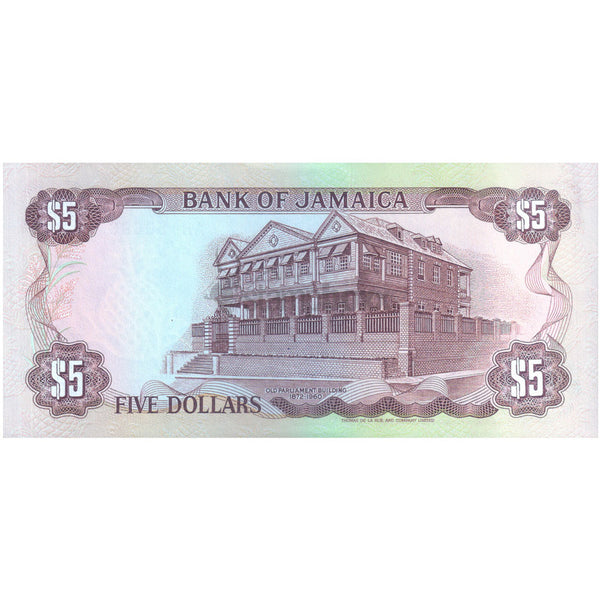 JAMAICA 5 DOLLARS 1991 P-70d UNC