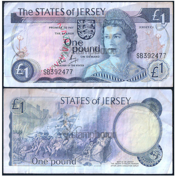 JERSEY 1 POUND 1988 P-11b USED SERIAL 2477