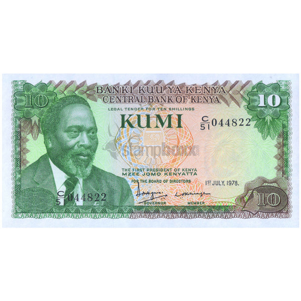 KENYA 10 SHILLINGS 1978 P-16 UNC