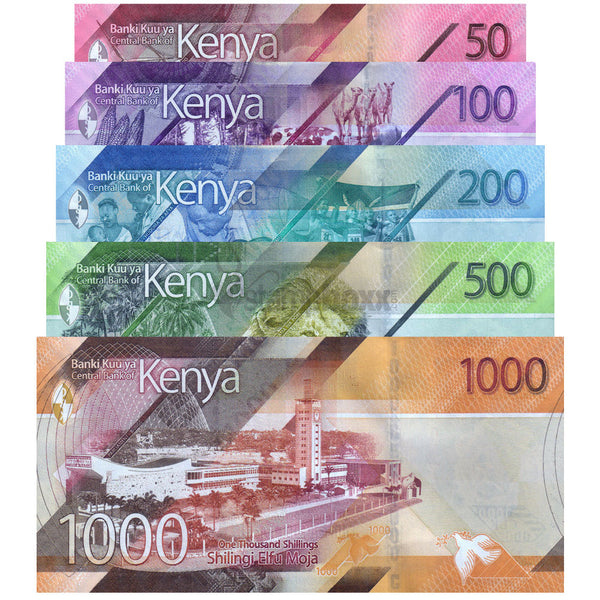 KENYA 50-100-200-500-1000 SHILLINGS 2019 FULL SET UNC