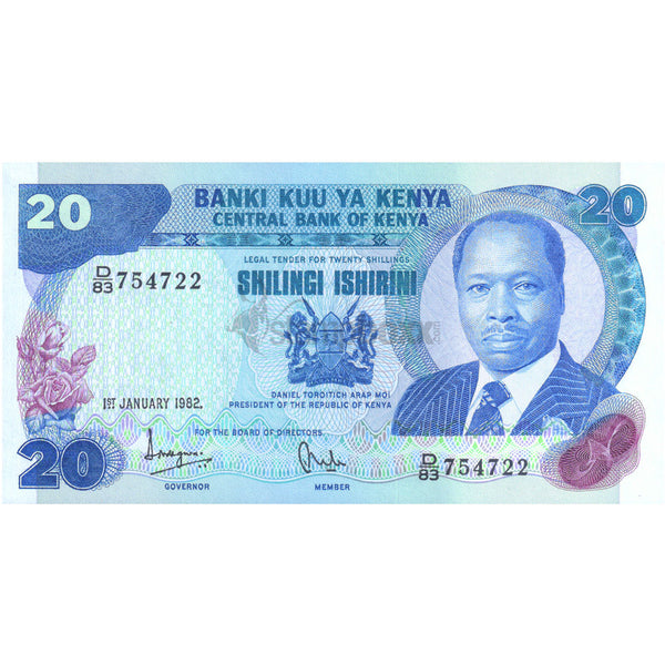 KENYA 20 SHILLINGS 1982 P-21b UNC