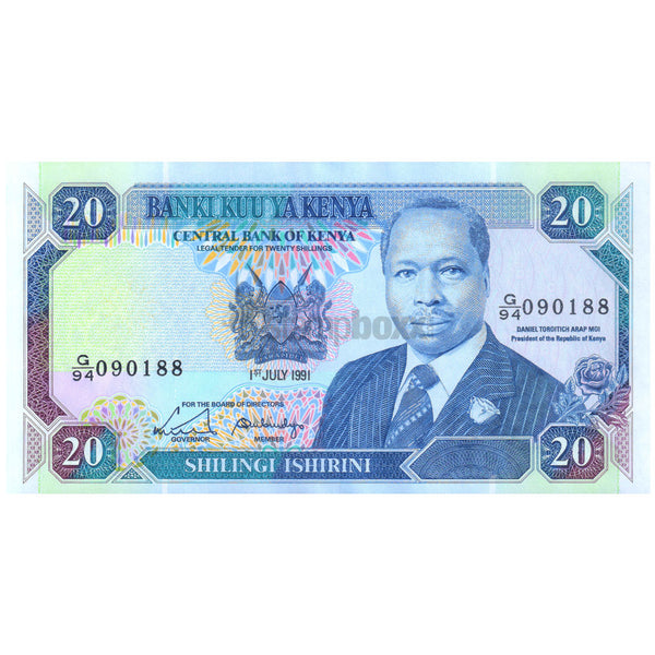 KENYA 20 SHILLINGS 1991 P-25d UNC