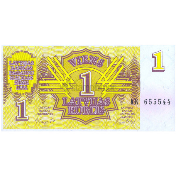LATVIA 1 LATVIJAS RUBLIS 1992 P-35 UNC