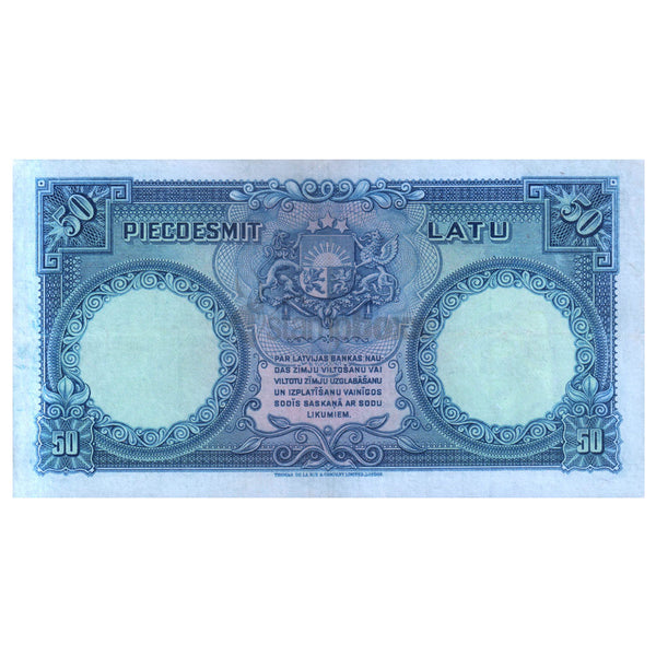 LATVIA 50 LATU 1934 P-20 aUNC - RARE
