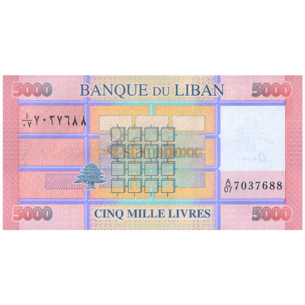 LEBANON 5000 LIVRES 2014 P-91 UNC