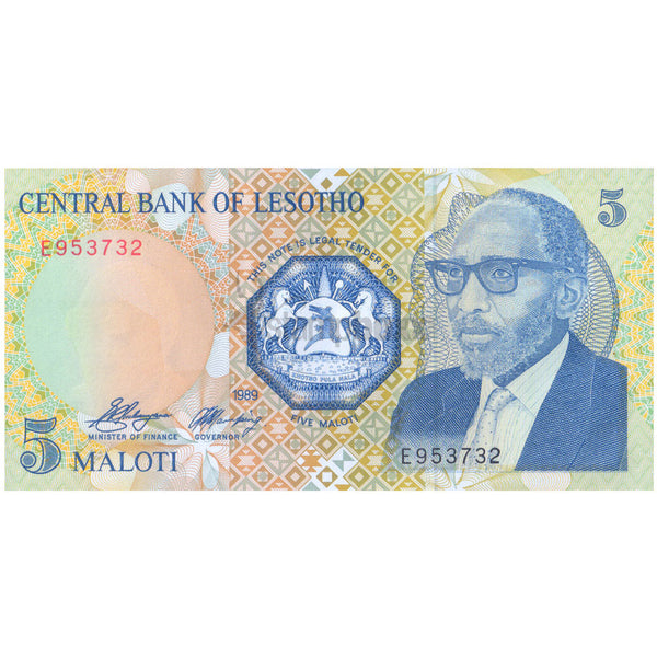 LESOTHO 5 MALOTI 1989 P-10 UNC