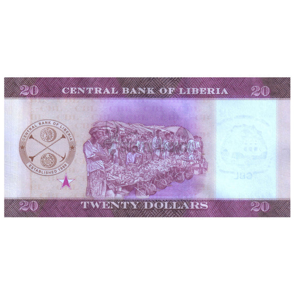 LIBERIA 20 DOLLARS 2022 P-W39 UNC