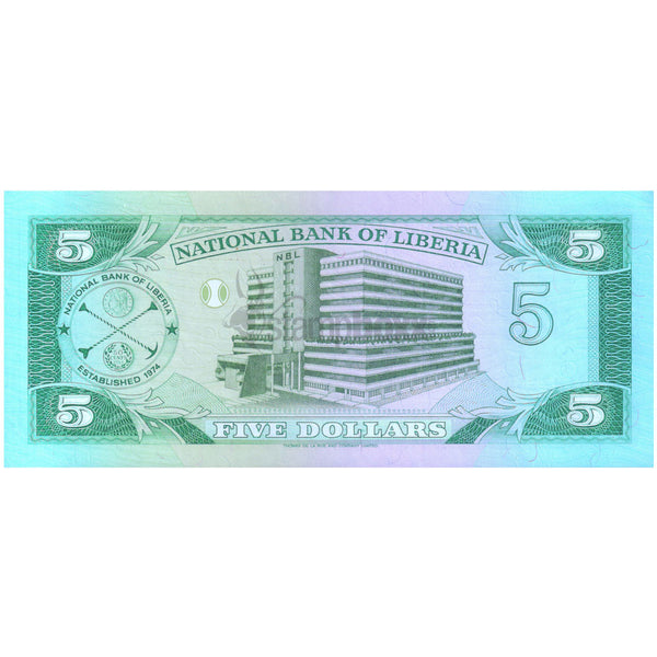 LIBERIA 5 DOLLARS 1991 P-20 UNC