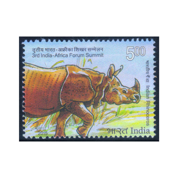 3rd INDIA AFRICA FORUM SUMMIT INDIAN RHINOCEROS 2015 MNH