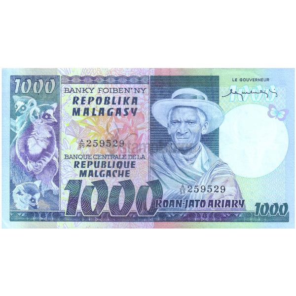MADAGASCAR 1000 ARIARY 1974-75 P-65 UNC