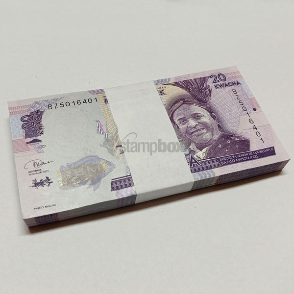 MALAWI 20 KWACHA 2019 P-63 UNC BUNDLE